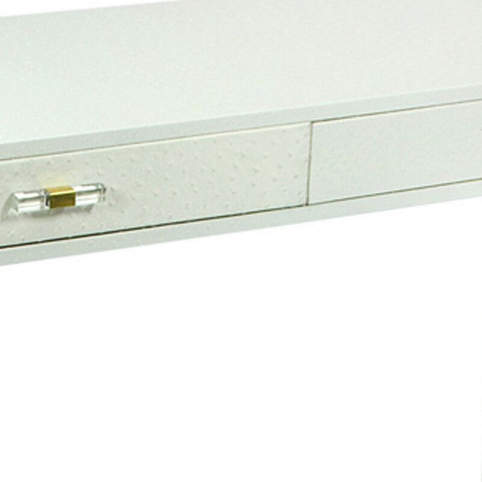 2 Drawer Wooden Console Table with Acrylic Legs, White and Gold