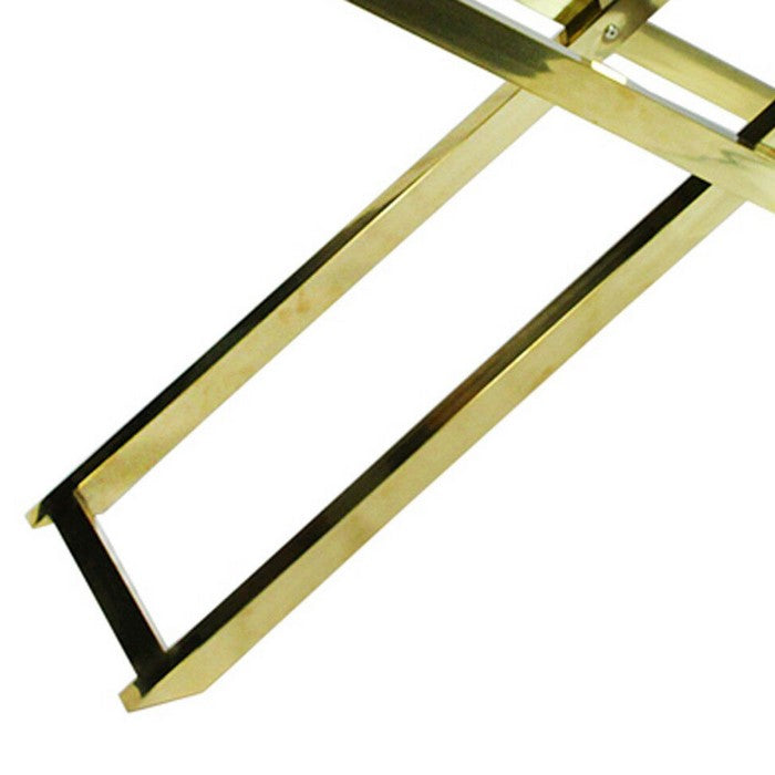 Wood and Metal Folding Console Table with 2 Drawers, White and Gold