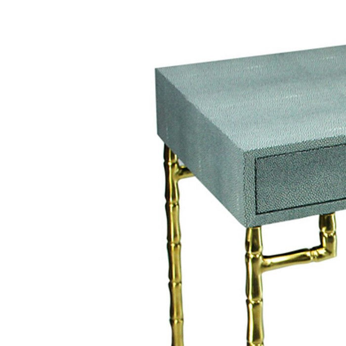 Wood and Metal Console Table with Bamboo Style Legs, Gold and Gray