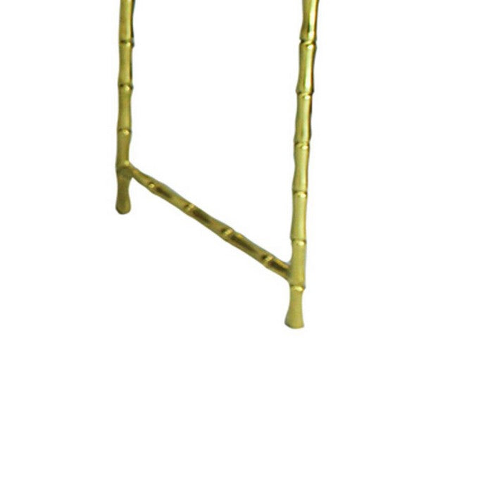 Wood and Metal Console Table with Bamboo Style Legs, Gold and Gray