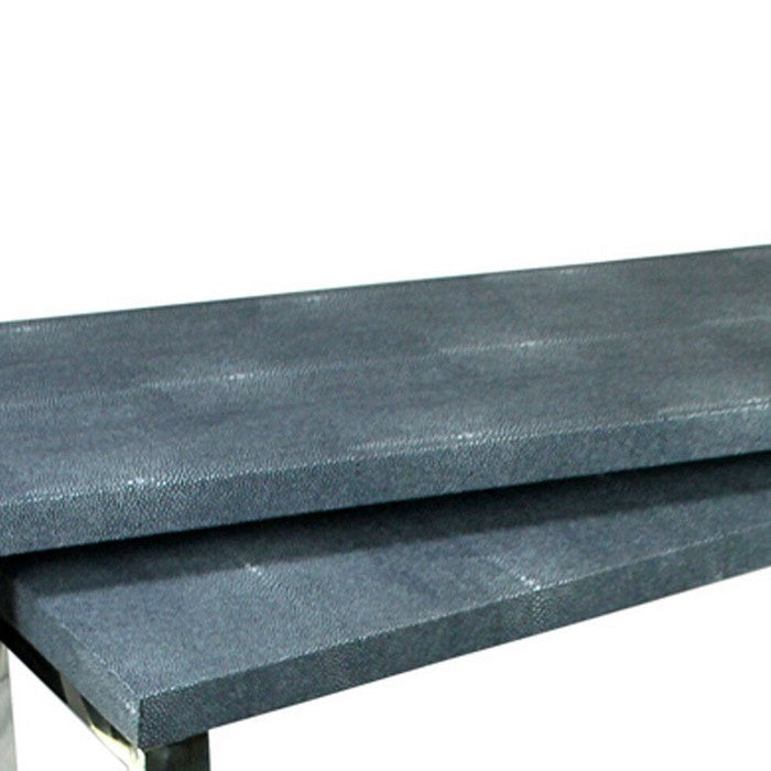 Rectangular Wood and Metal Console Tables, Gray and Silver, Set of 2.