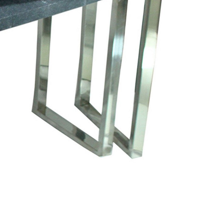 Rectangular Wood and Metal Console Tables, Gray and Silver, Set of 2.