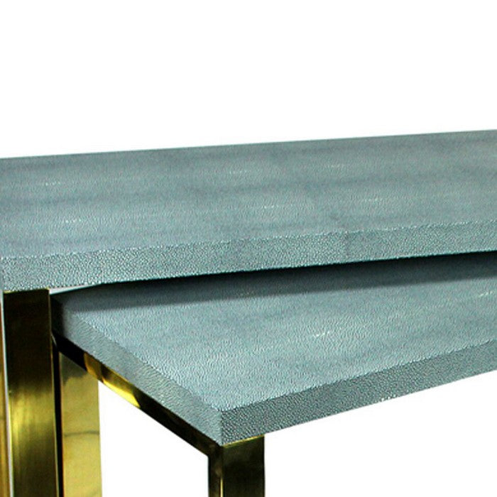 Rectangular Wood and Metal Console Tables, Gray and Gold, Set of 2.