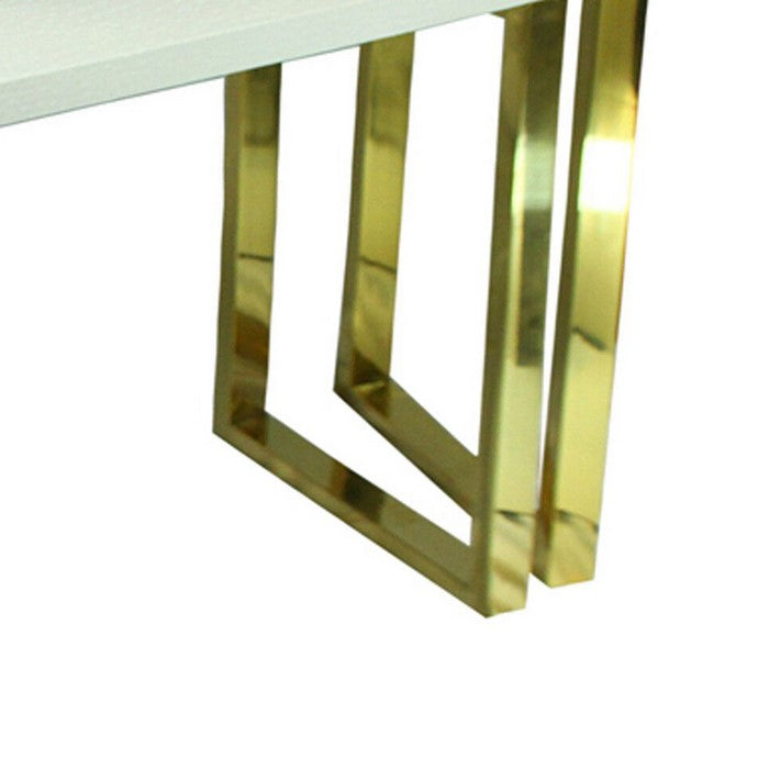 Rectangular Wood and Metal Console Tables, White and Gold, Set of 2.