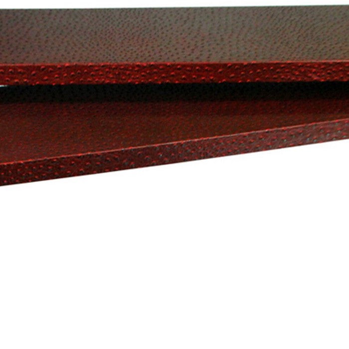 Rectangular Wood and Metal Console Tables, Red and Silver, Set of 2.