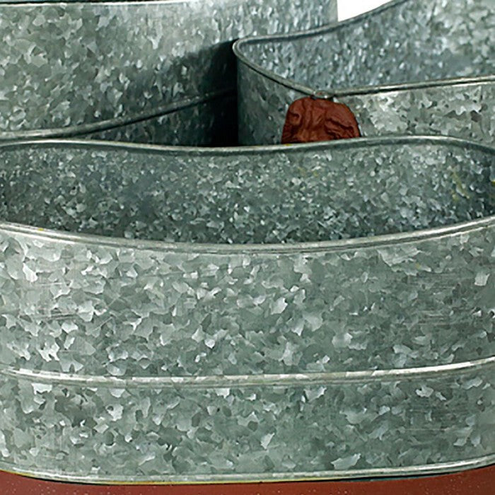 Metal Tubs with Lion Head Ring Handles, Gray and Brown, Set of 3