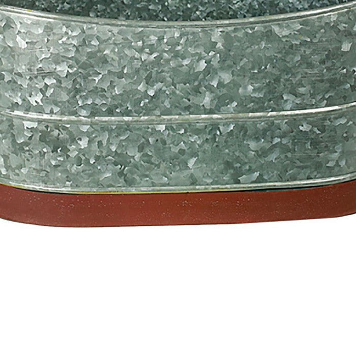 Metal Tubs with Lion Head Ring Handles, Gray and Brown, Set of 3