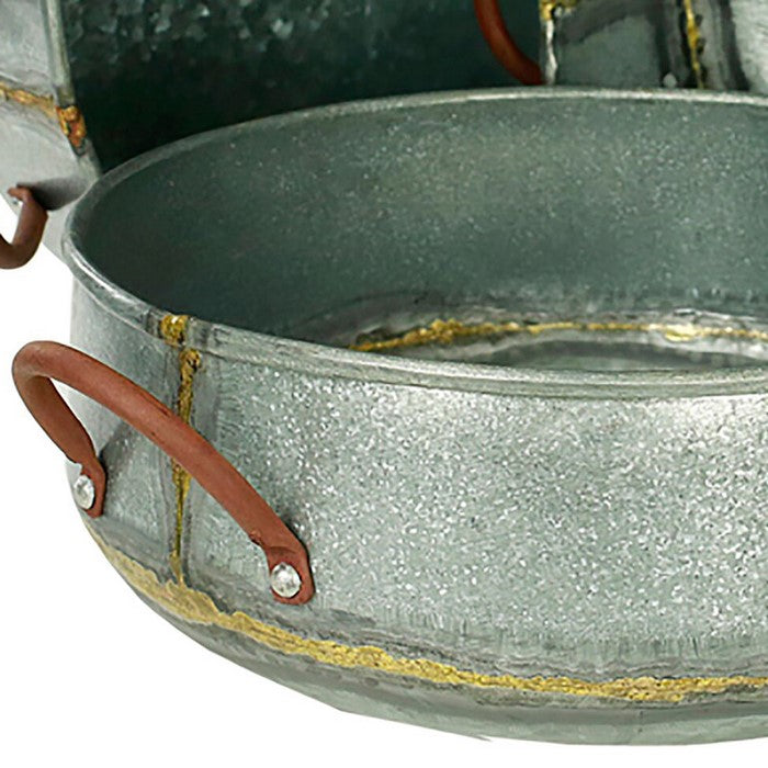Metal Planters with Golden Accenting, Gray, Set of 3