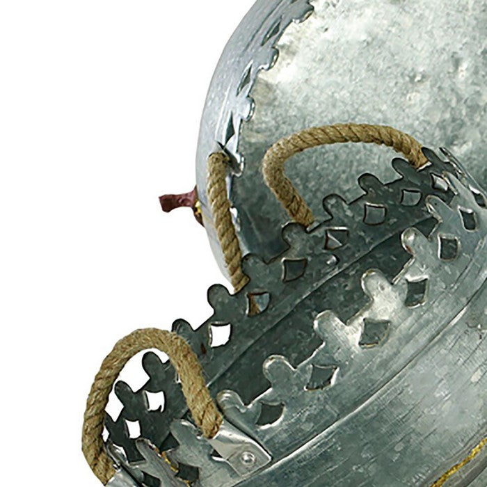 Metal Crown Style Planters with Golden Accenting, Gray, Set of 3