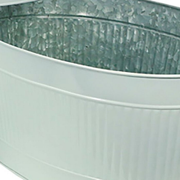 Ribbed Design Metal Tubs with Side Ring Handles , Gray, Set of 3