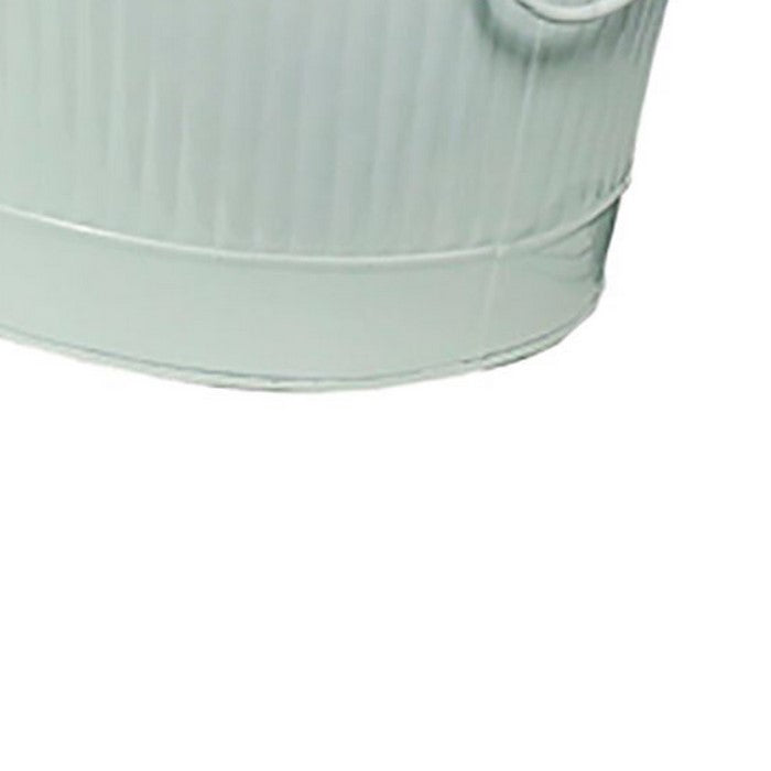 Ribbed Design Metal Tubs with Side Ring Handles , Gray, Set of 3