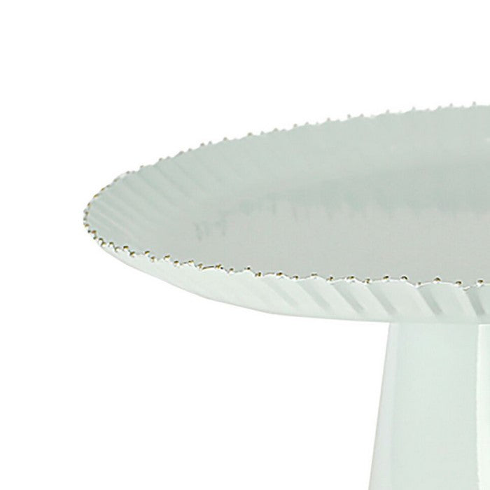 Metal Cake Stand with Ribbed Borders, White