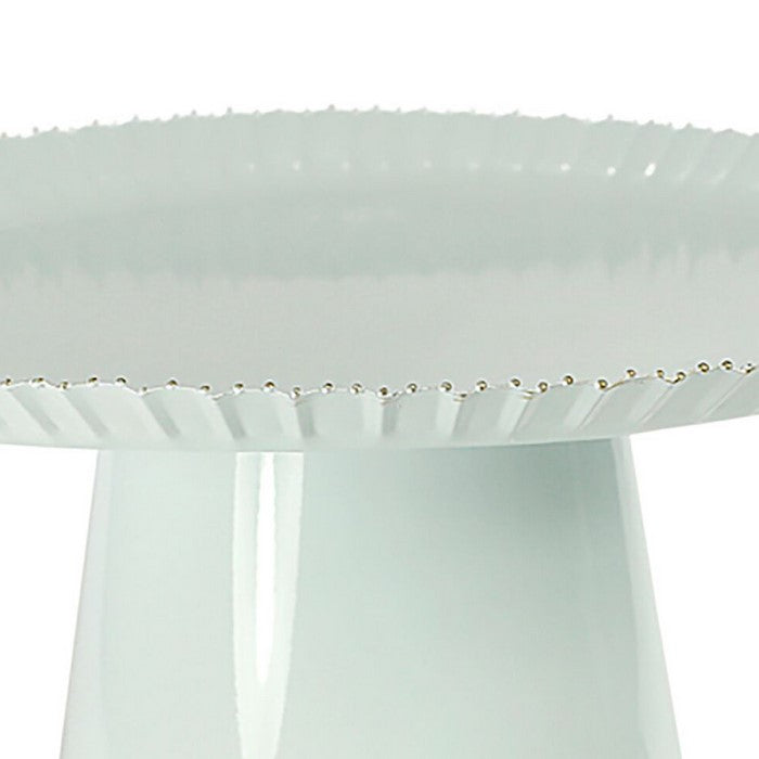 Metal Cake Stand with Ribbed Borders, White