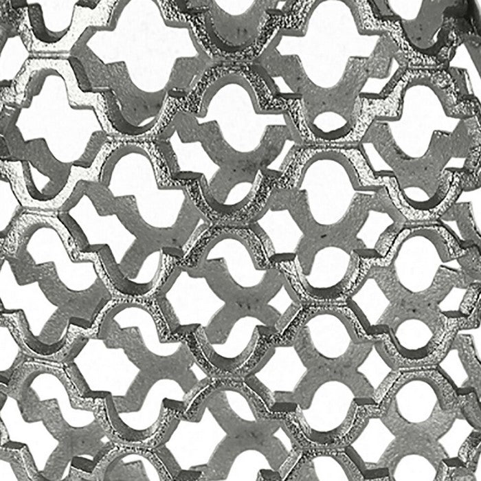 Metal Vase with Quatrefoil Cutout Design, Silver, Small