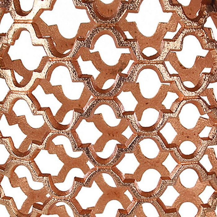 Metal Vase with Quatrefoil Cutout Design, Rose Gold, Small