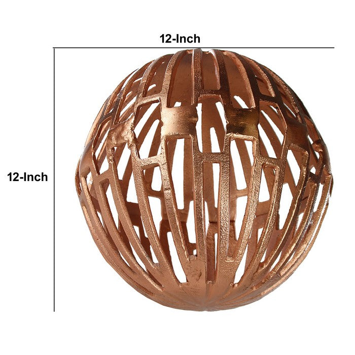 Metal Orb Accent with Geometric Cutout Design, Rose Gold