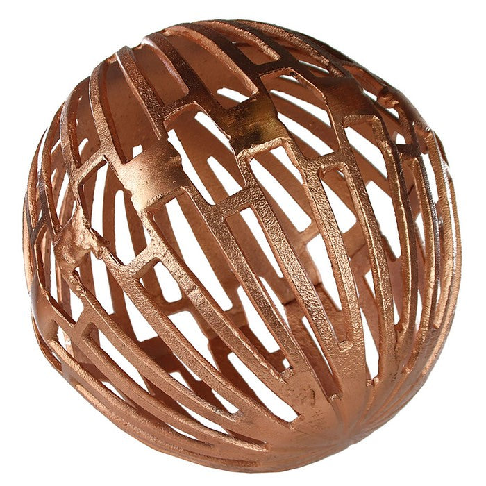 Metal Orb Accent with Geometric Cutout Design, Rose Gold