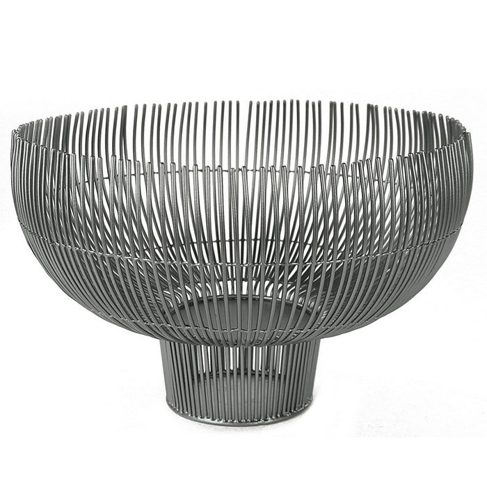Metal Bowl with Open Wire Design, Gray