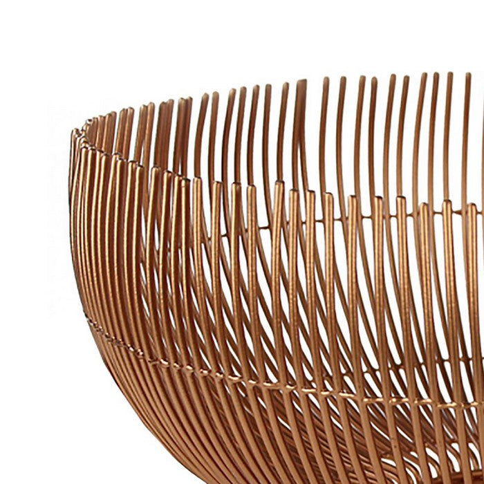 Metal Bowl with Open Wire Design, Rose Gold