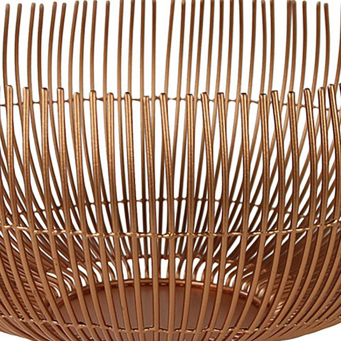 Metal Bowl with Open Wire Design, Rose Gold