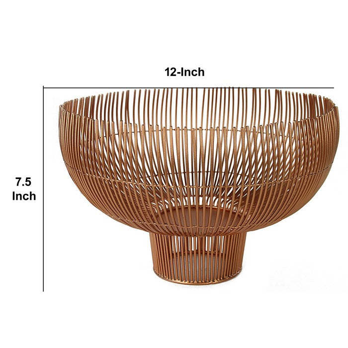 Metal Bowl with Open Wire Design, Rose Gold