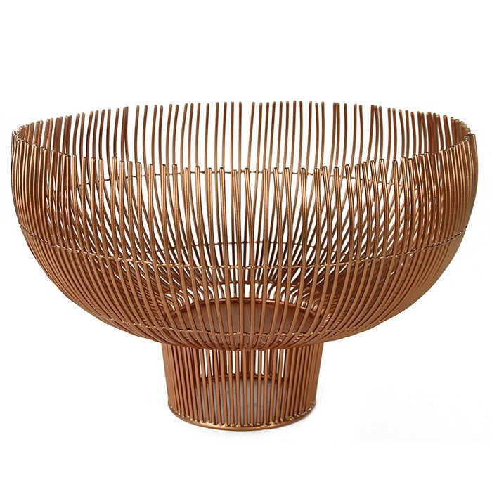 Metal Bowl with Open Wire Design, Rose Gold