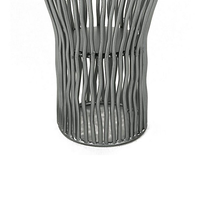 Metal Pillar Candle Holder with Wavy Wires, Gray