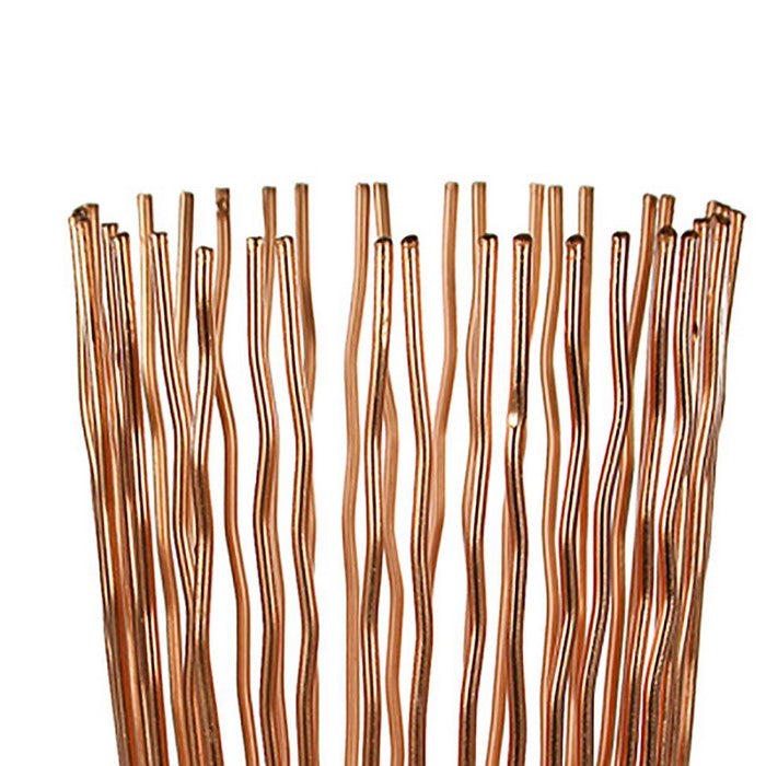 Metal Pillar Candle Holder with Wavy Wires, Rose Gold