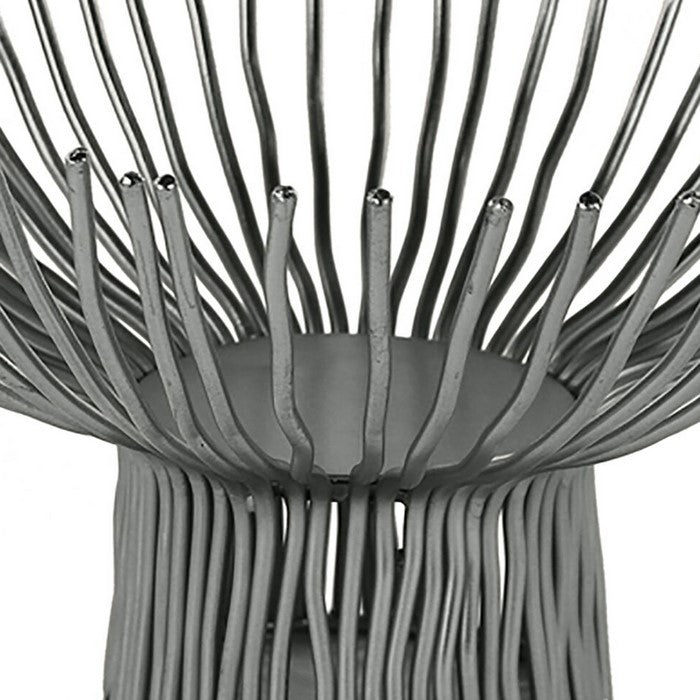 Decorative Metal Bowl with Open Wire Design, Gray