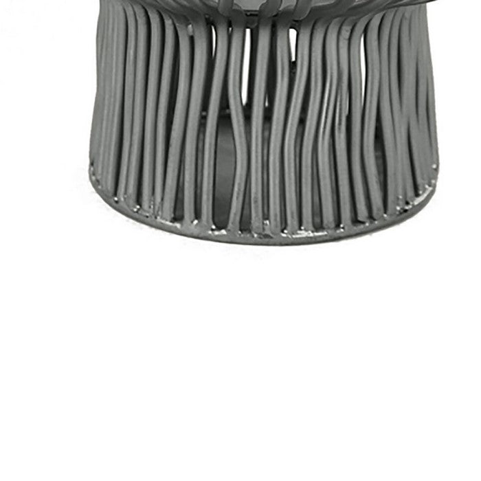 Decorative Metal Bowl with Open Wire Design, Gray