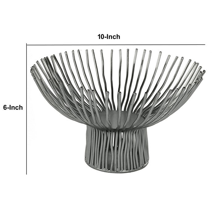 Decorative Metal Bowl with Open Wire Design, Gray