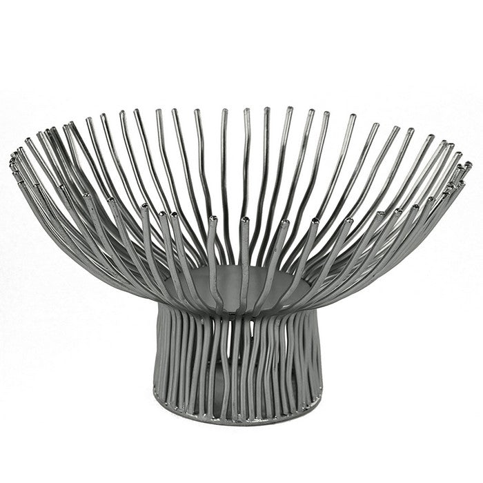 Decorative Metal Bowl with Open Wire Design, Gray