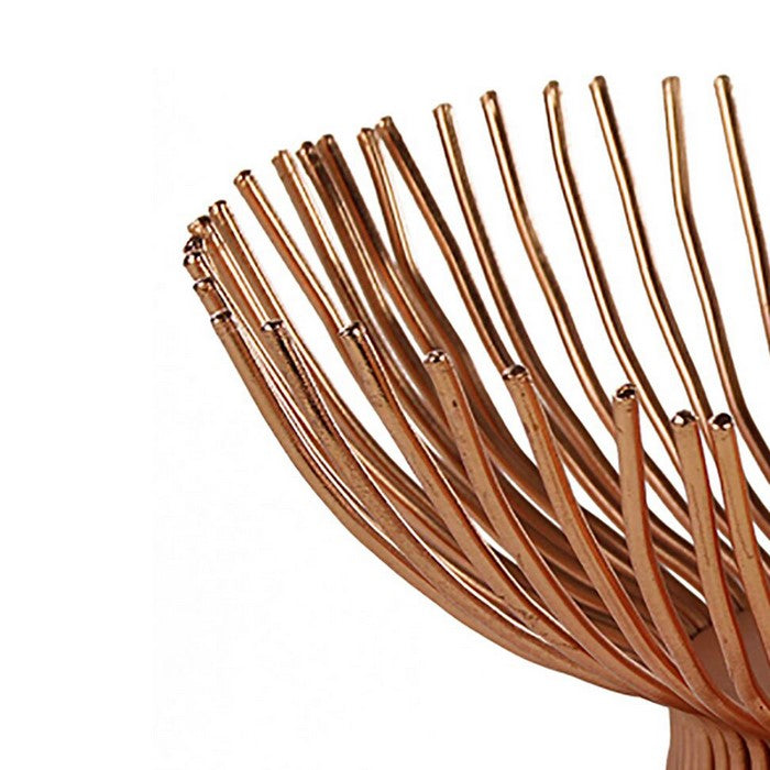 Decorative Metal Bowl with Open Wire Design, Rose Gold