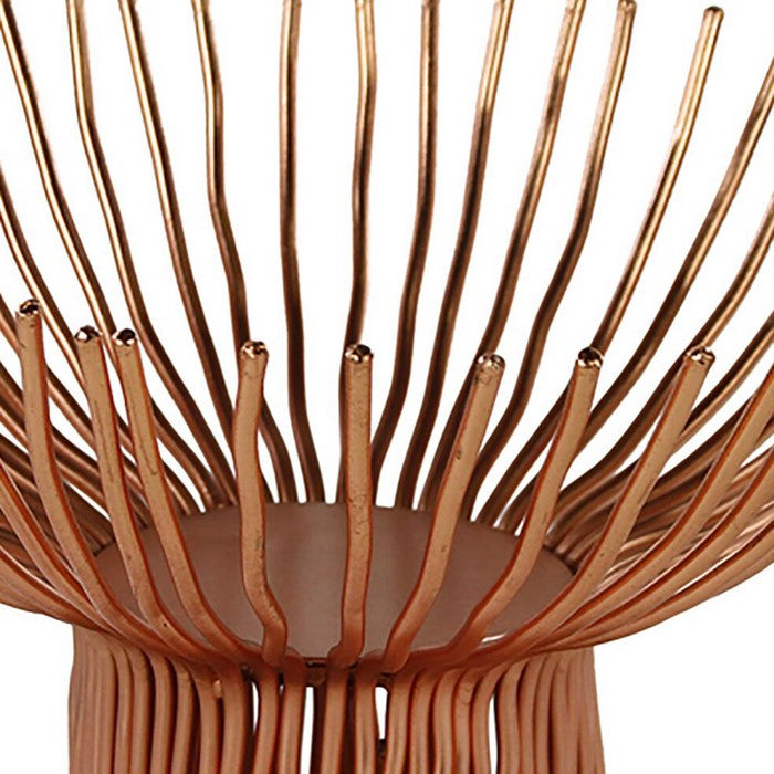 Decorative Metal Bowl with Open Wire Design, Rose Gold