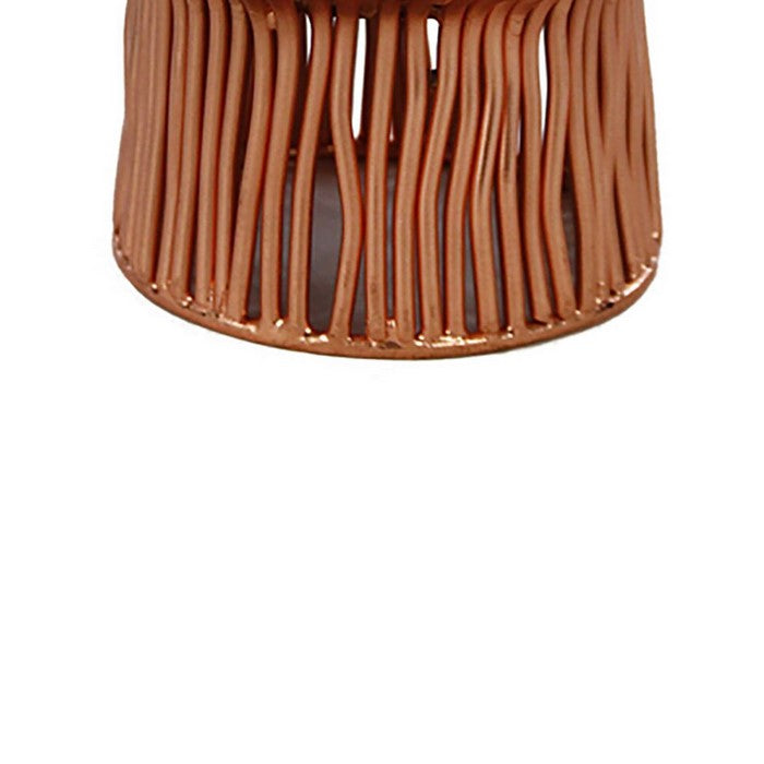 Decorative Metal Bowl with Open Wire Design, Rose Gold