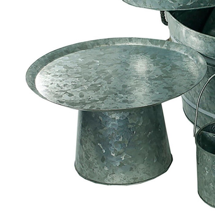 Galvanized Metal Party Tubs with Handles, Gray, Set of 6