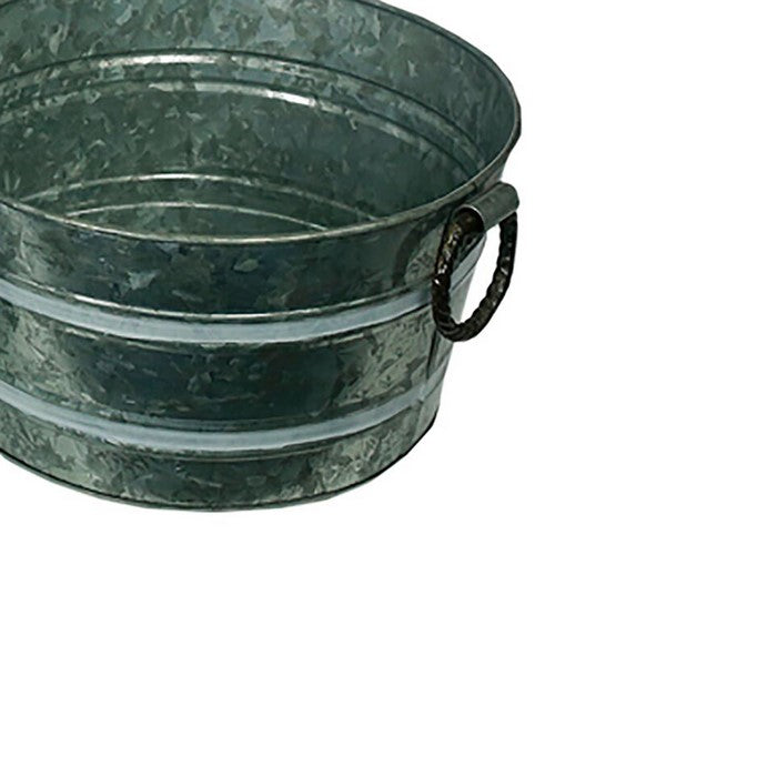 Galvanized Metal Party Tubs with Handles, Gray, Set of 6