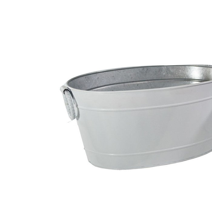 Metal Tubs with Rope Style Ring Handles, White, Set of 4