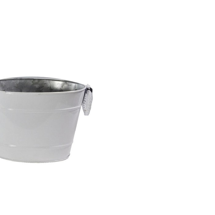 Metal Tubs with Rope Style Ring Handles, White, Set of 4
