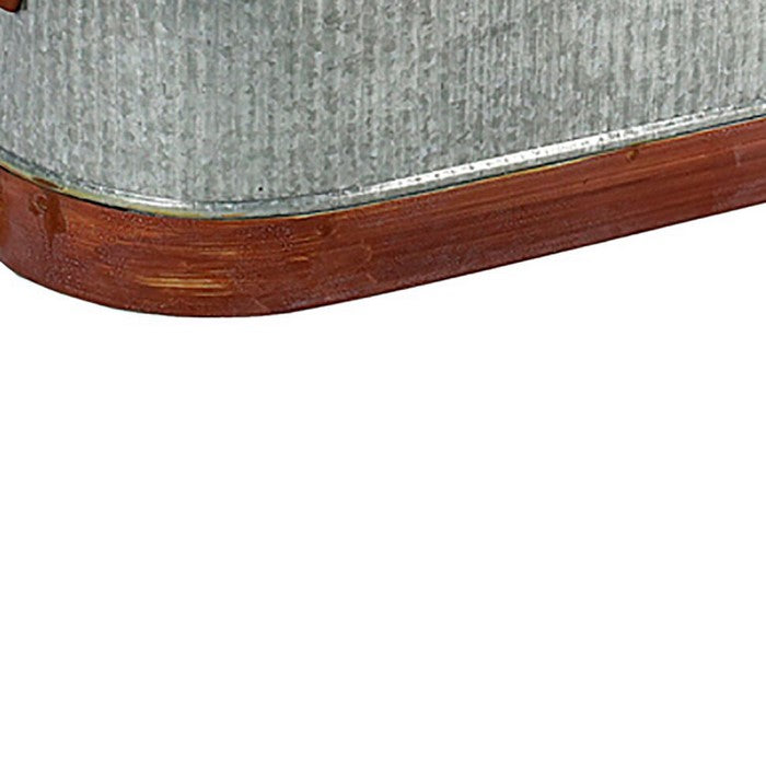 Metal Planters with Ribbed Body, Gray and Brown, Set of 2