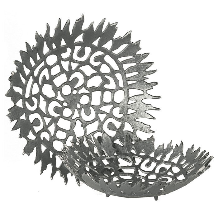 Metal Bowls with Intricate Cutout Pattern, Silver, Set of 2