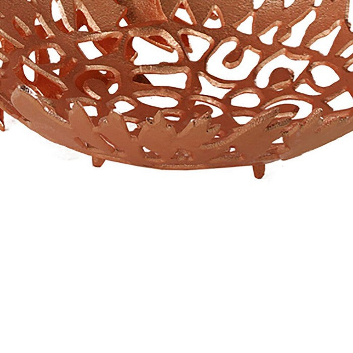 Metal Bowls with Intricate Cutout Pattern, Rose Gold, Set of 2