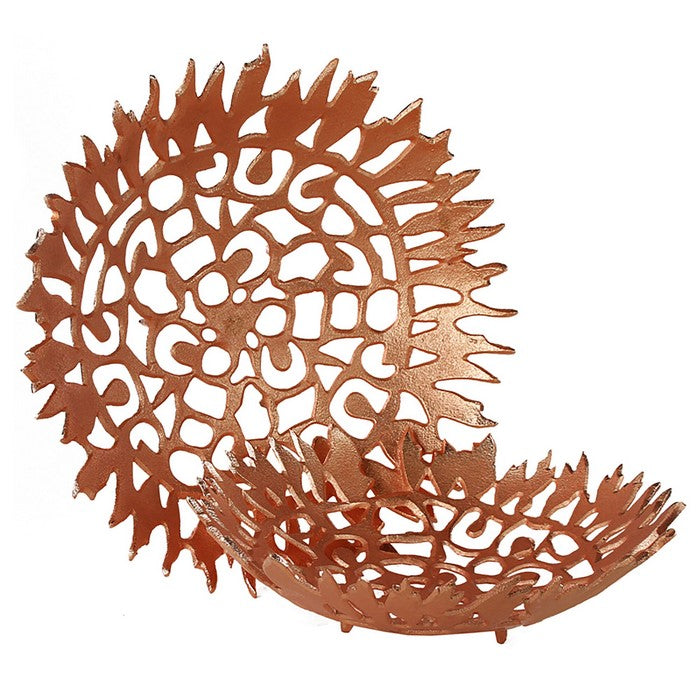 Metal Bowls with Intricate Cutout Pattern, Rose Gold, Set of 2