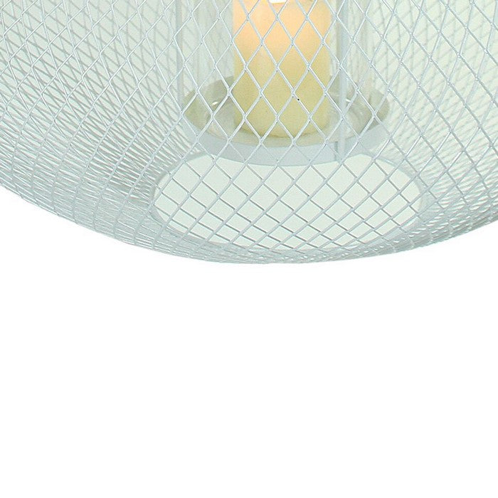 Metal Lantern with Glass Hurricane and Rope Handle, White
