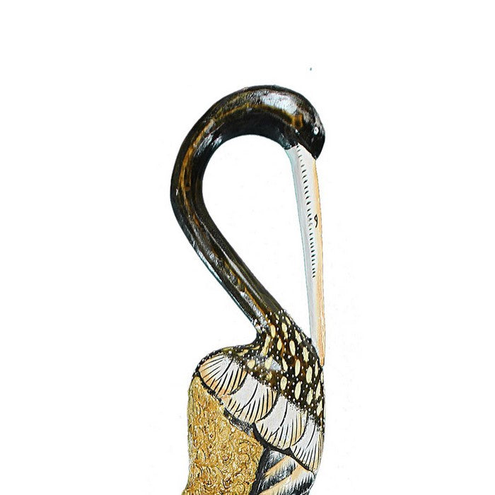 Wooden Heron Figurines with Vibrant motifs, Multicolor, Assortment of 2