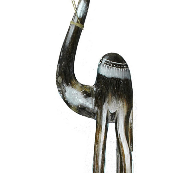Wooden Decorative Camel Figurine with Extra Long Legs, Brown and Black