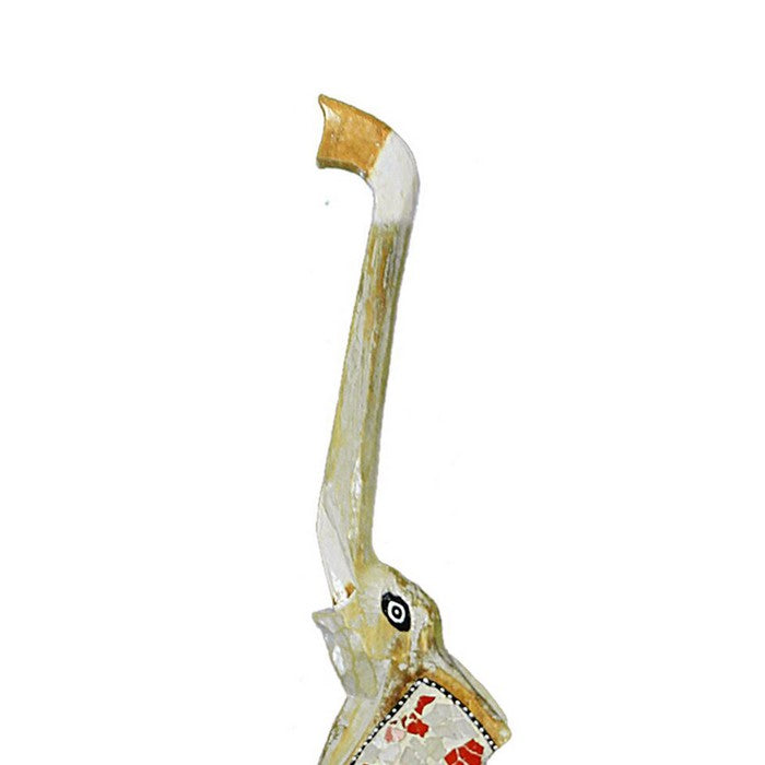 Wooden Elephant Figurine with Extra Long Legs, Multicolor