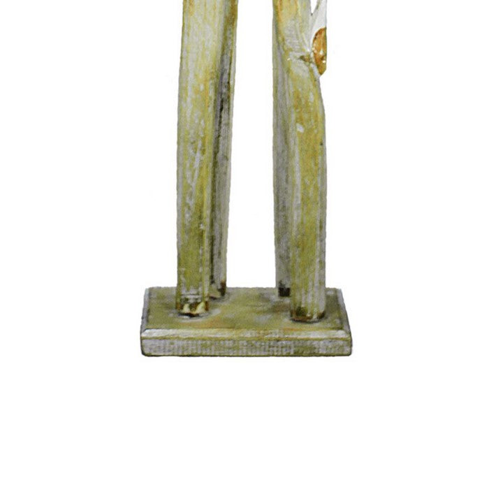 Wooden Elephant Figurine with Extra Long Legs, Multicolor