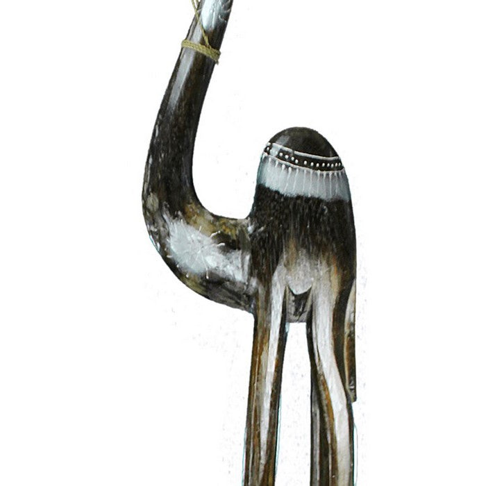 Wooden Decorative Camel Figurine with Extra Long Legs, Brown and Black
