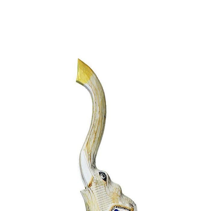 Wooden Elephant Figurine with Extra Long Legs, Multicolor